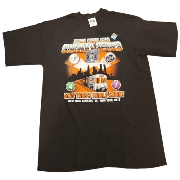 2000 World Series Subway NY Yankees v NY Mets MLB Vtg T-Shirt SZ M Ed Charles - Picture 1 of 7
